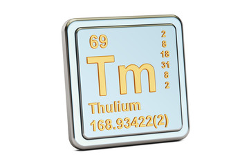 Thulium Tm, chemical element sign. 3D rendering