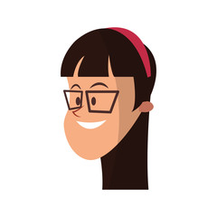 girl with glasses, cartoon icon over white background. colorful design. vector illustration