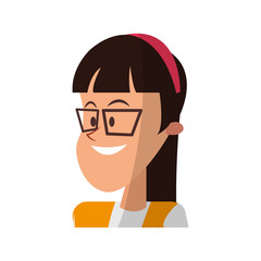 girl with glasses, cartoon icon over white background. colorful design. vector illustration