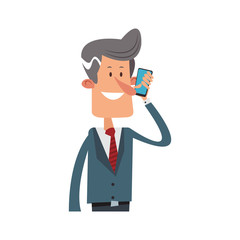 businessman with suit and tie, cartoon icon over white background. colorful design. vector illustration