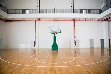 Fotobehang basketball court, school gym indoor. © xy
