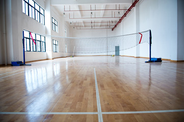 empty badminton court in a middle school.