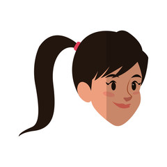 woman face cartoon icon over white background. colorful design. vector illustration