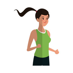 woman running,  cartoon icon over white background. colorful design. vector illustration