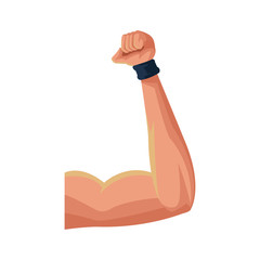 Muscular arm icon over white background. colorful design. vector illustration