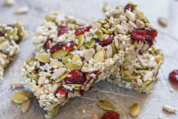Energy bars - snack for healthy still life