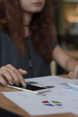 woman using mobile smart phone