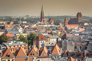 Old town skyline - aerial view from town hall tower. The medieval old town is a UNESCO World Heritage Site.