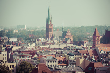 Obraz premium Old town skyline - aerial view from town hall tower. The medieval old town is a UNESCO World Heritage Site.
