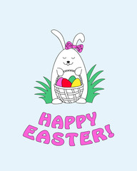 happy easter with funny bunny