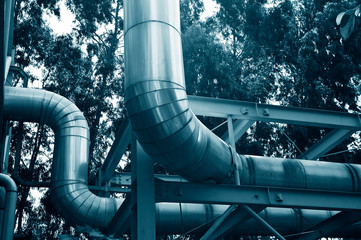 Steel pipelines in a industrial zone.