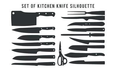 Fotobehang set of kitchen knife silhouette © Lucky Creative's