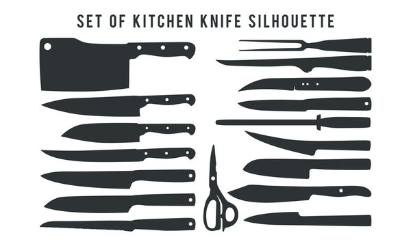 set of kitchen knife silhouette