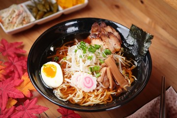 shoyu ramen. Japanese style noodles.