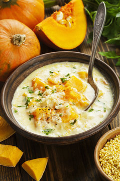 Cheese soup with pumpkin