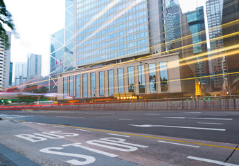 traffic in modern city at night, Hong Kong.