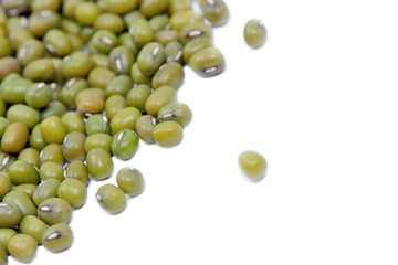 Group of mung beans on white background