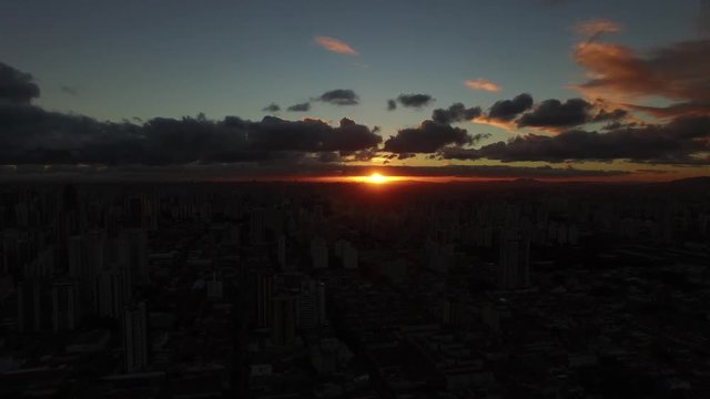 Aerial View of Sunset in Sao Paulo, Brazil