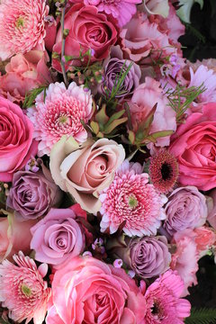 Mixed pink wedding flowers