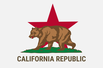 State flag of California republic with brown bear. California Independence Campaign - Calexit. United State of America