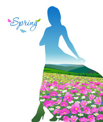 Valley with flowers in the form of a female silhouette