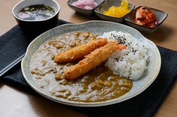 curried rice with shrimp karaage