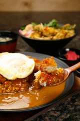 curried rice with tonkatsu
