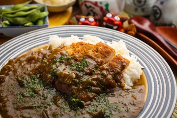 curried rice with tonkatsu, 카레돈카츠