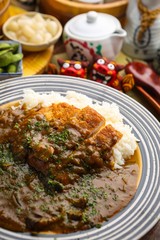 curried rice with tonkatsu