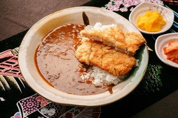 curried rice with tonkatsu, 카레돈카츠