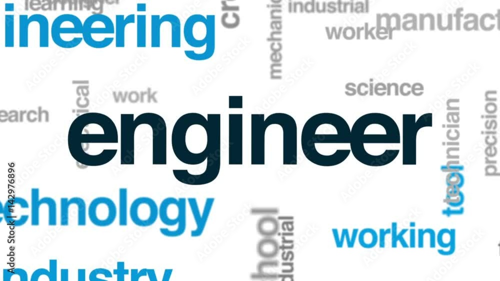 Poster engineer animated word cloud, text design animation.