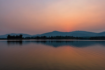 Huai Sak lake at sunset in Chiang Rai,Thailand