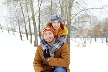 Lovely couple in winter park