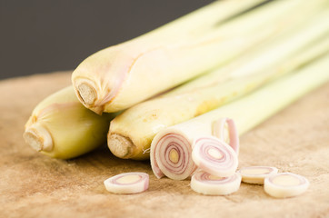 Sliced lemon grass, food ingredient, spices and herb