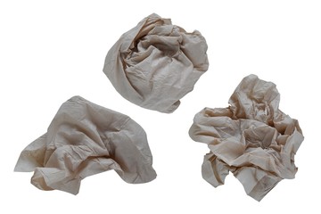 Piece paper napkin brown, isolated on white background with clipping path.