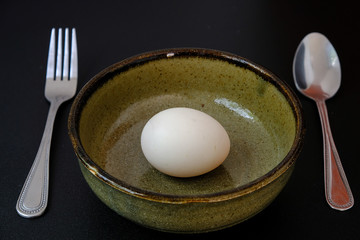 The duck egg in a bowl,  very good for  healthy  - 142979227