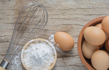 Flour and eggs with sugar