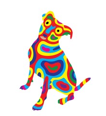 Rainbow Dog 8, art vector colorfully abstract design