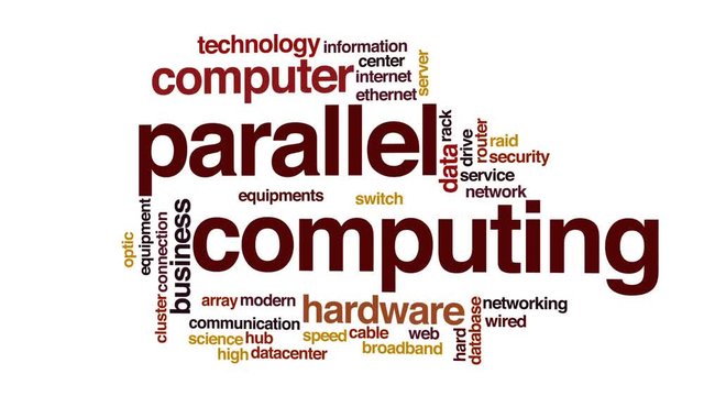 Parallel computing animated word cloud, text design animation.