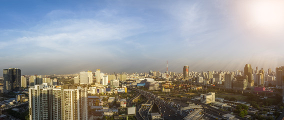 Panorama view of Bangkok Cityscape