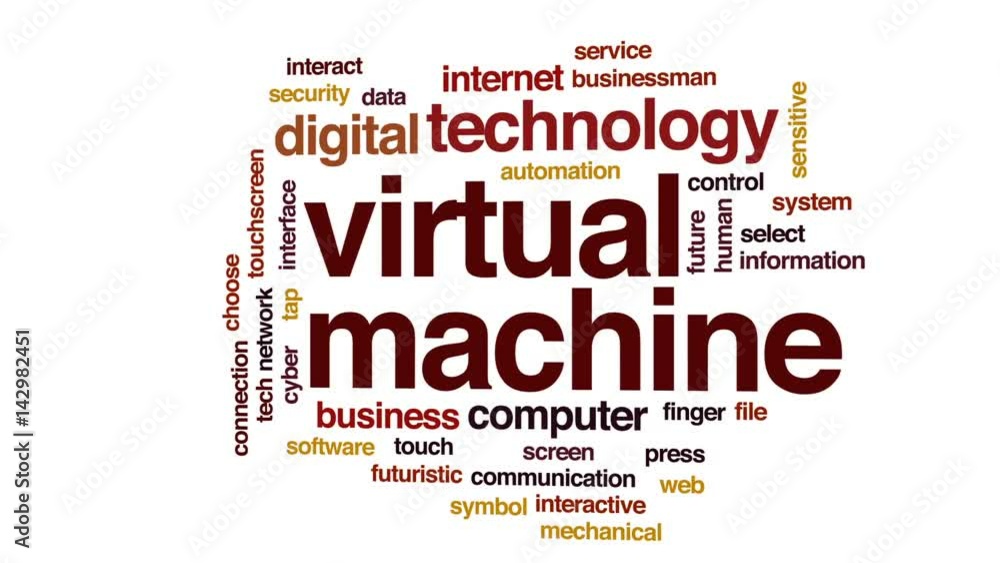 Poster virtual machine animated word cloud, text design animation.
