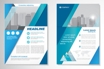Template vector design for Brochure, Annual Report, Magazine, Poster, Corporate Presentation, Portfolio, Flyer, layout modern with green and blue color size A4, Front and back, Easy to use and edit.