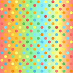 Fototapeta na wymiar Polka dot pattern. Gradient multicolor seamless vector background