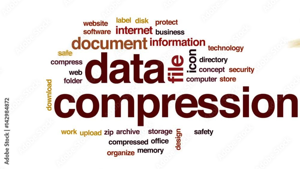 Poster data compression animated word cloud, text design animation.