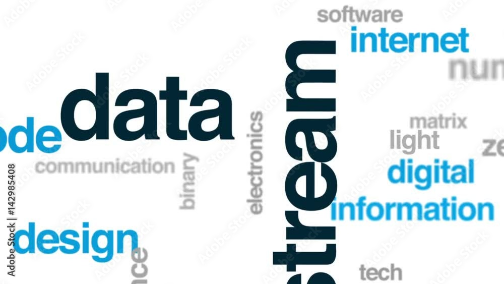 Sticker Data stream animated word cloud, text design animation.