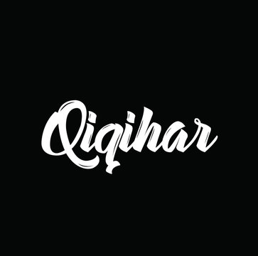 qiqihar, text design. Vector calligraphy. Typography poster.