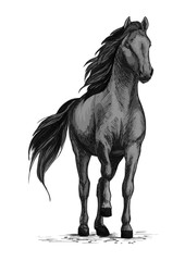 Obraz na płótnie Canvas Horse mustang stomping hoof vector sketch