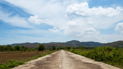Thailand landscape with road and mountains