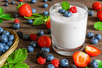 healthy yogurt with berries for breakfast
