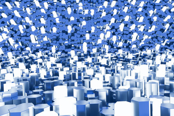 Obraz premium design element. 3D illustration. rendering. abstract metallic hexagon blue background